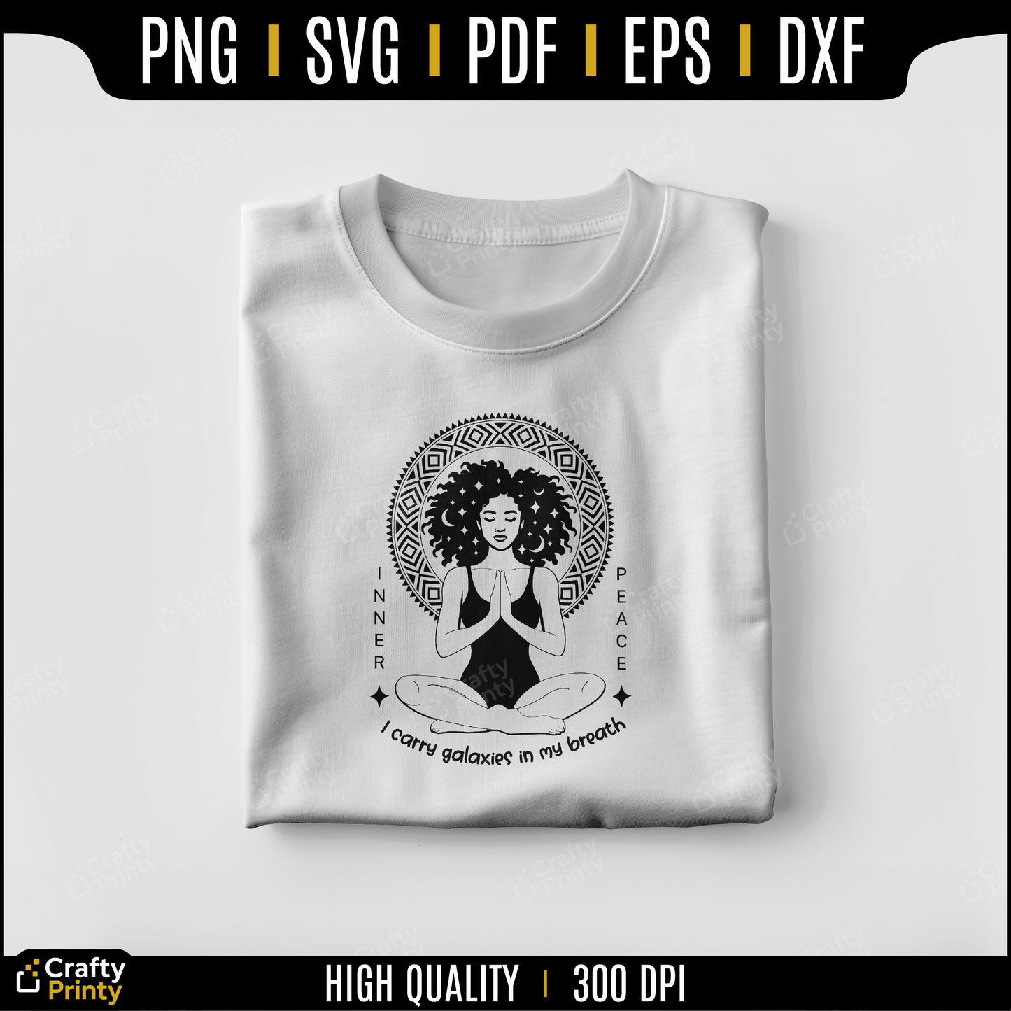 Afro Woman Meditation SVG | Black Girl Magic Yoga Pose Clipart | Spiritual Inner Peace SVG for Cricut & Silhouette