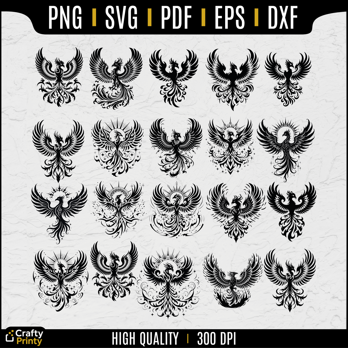 Phoenix SVG Bundle | 20 Firebird & Mythical Bird Designs for Cricut and Silhouette | Phoenix Cut Files | Instant Download