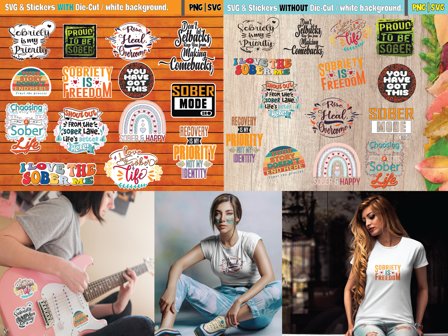 Sobriety Recovery Stickers & SVG Bundle: Motivational Designs