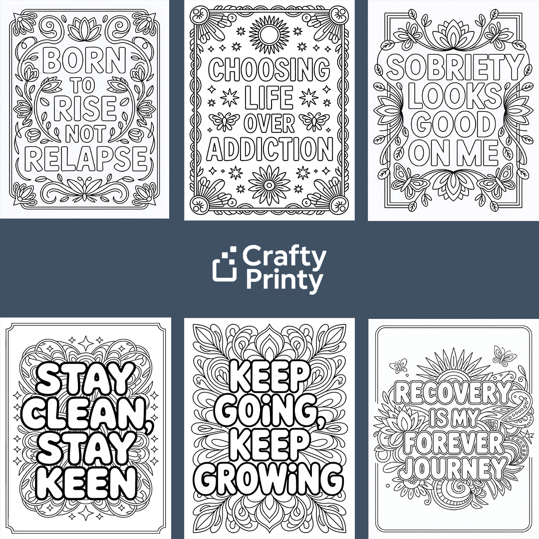 Recovery Coloring Pages V2 : 26 Motivational Recovery and Sobriety Activity (PDF, JPG 8.5x11)