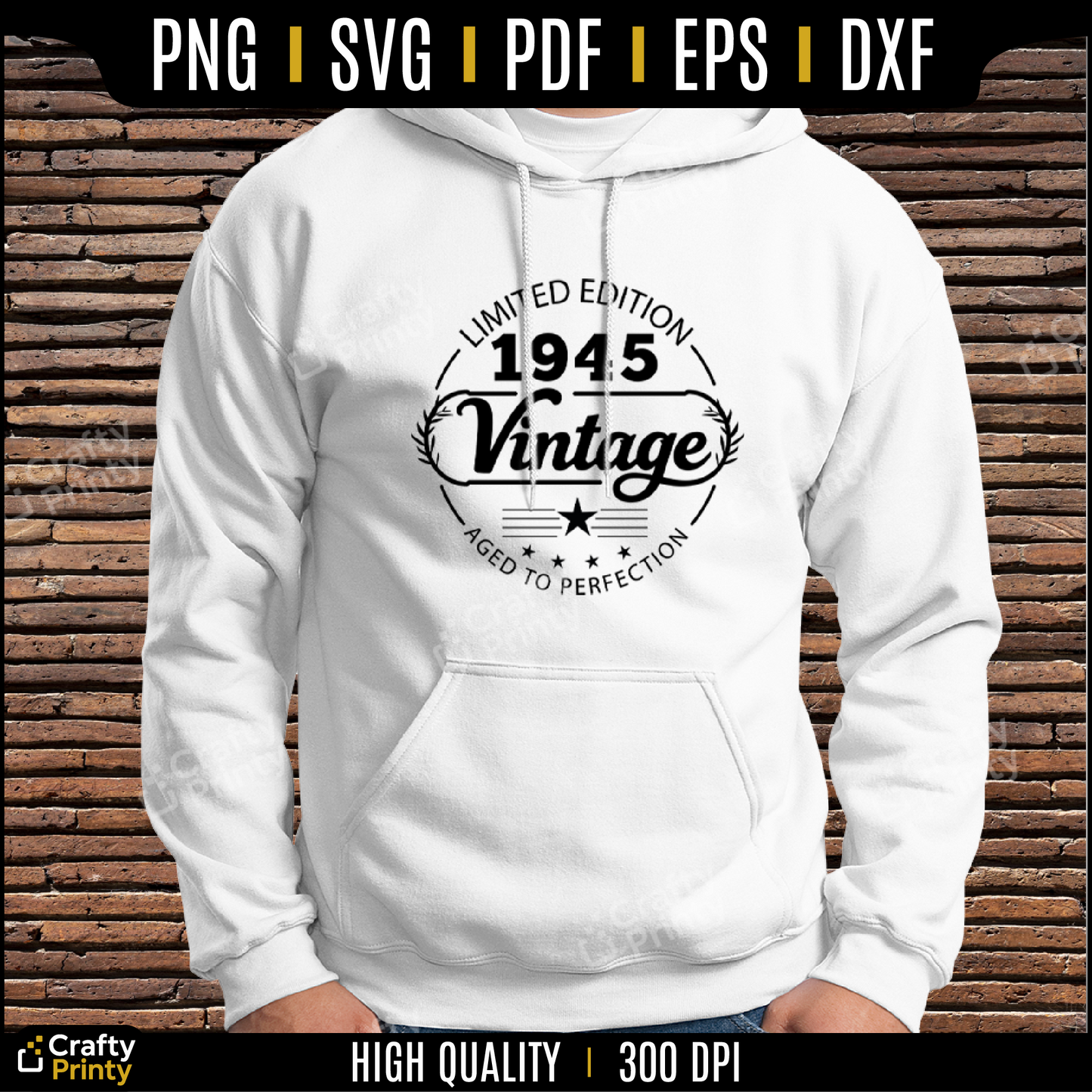 Vintage 1945 – Limited Edition – Aged to Perfection | 80th Birthday SVG Design