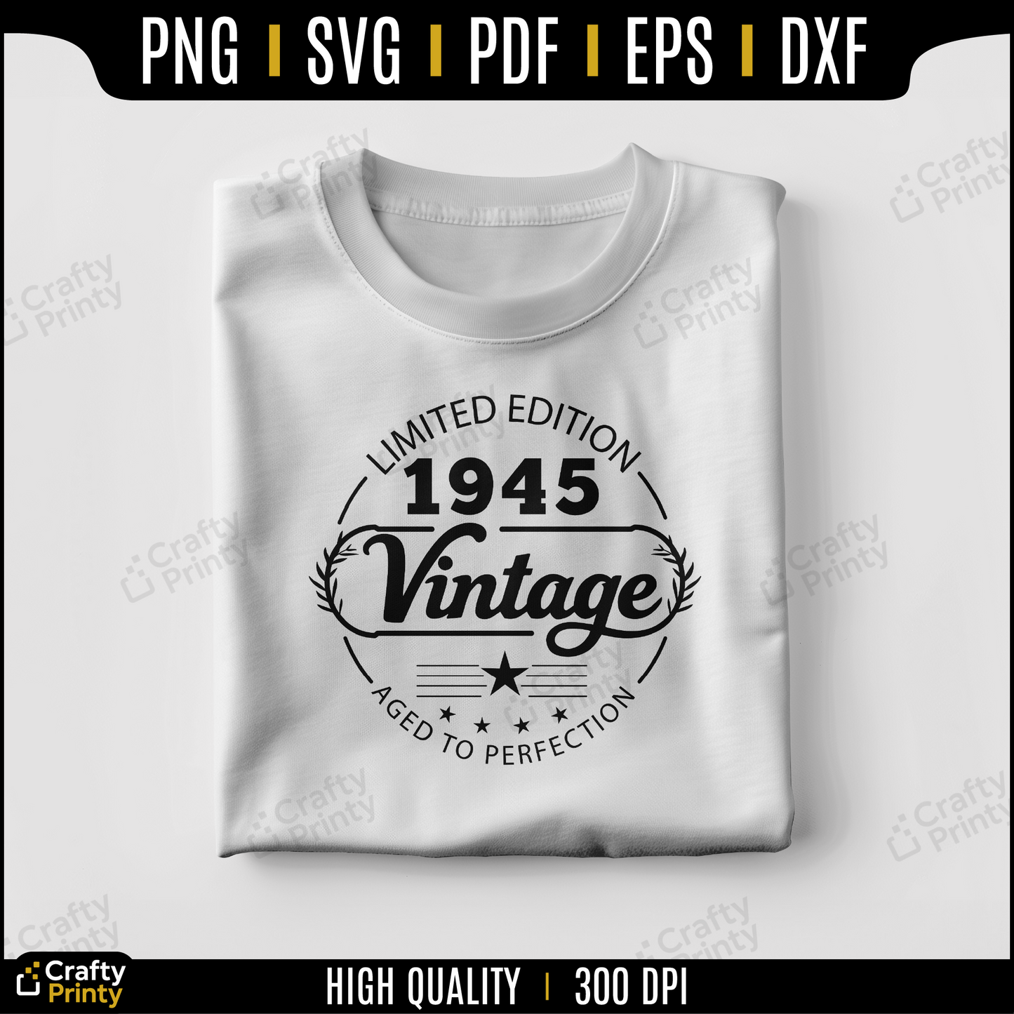 Vintage 1945 – Limited Edition – Aged to Perfection | 80th Birthday SVG Design