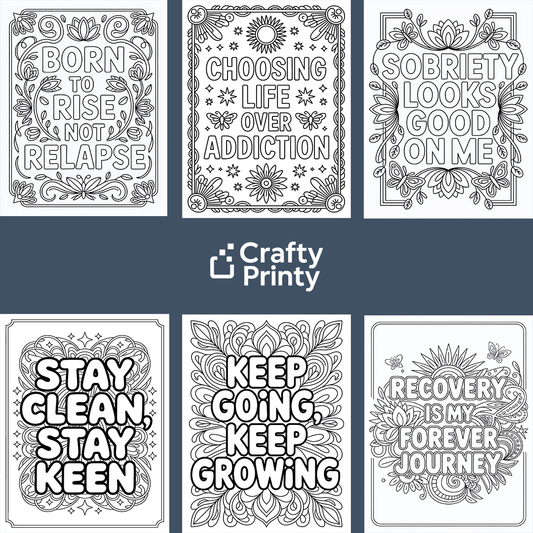Recovery Coloring Pages V2 : 26 Motivational Recovery and Sobriety Activity (PDF, JPG 8.5x11)